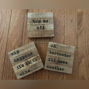 Wooden bar coasters